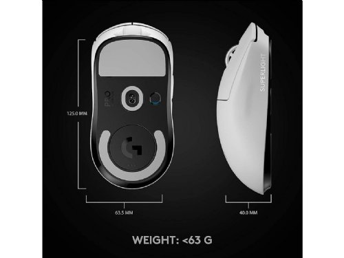 Logitech G PRO X SUPERLIGHT Wireless Gaming Mouse, Ultra-Lightweight, HERO 25K Sensor, 25,600 DPI, 5 Programmable Buttons, Long Battery Life, Compatible with PC / Mac - White