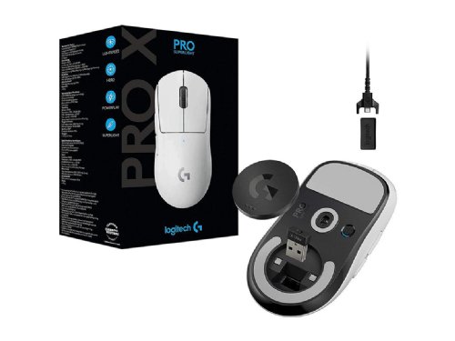 Logitech G PRO X SUPERLIGHT Wireless Gaming Mouse, Ultra-Lightweight, HERO 25K Sensor, 25,600 DPI, 5 Programmable Buttons, Long Battery Life, Compatible with PC / Mac - White