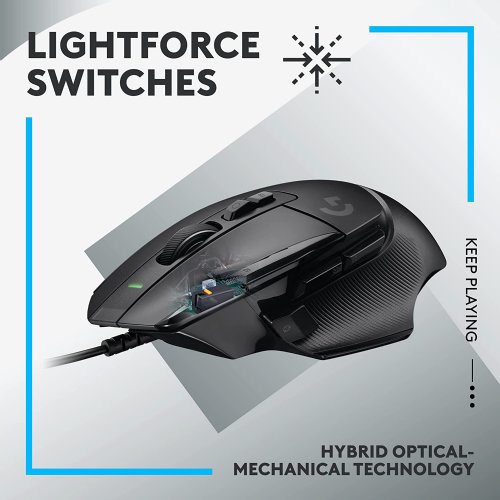 Logitech G502 X Wired Gaming Mouse - LIGHTFORCE Hybrid Optical-Mechanical Primary switches, Hero 25K Gaming Sensor, Compatible with PC - macOS/Windows - Black..