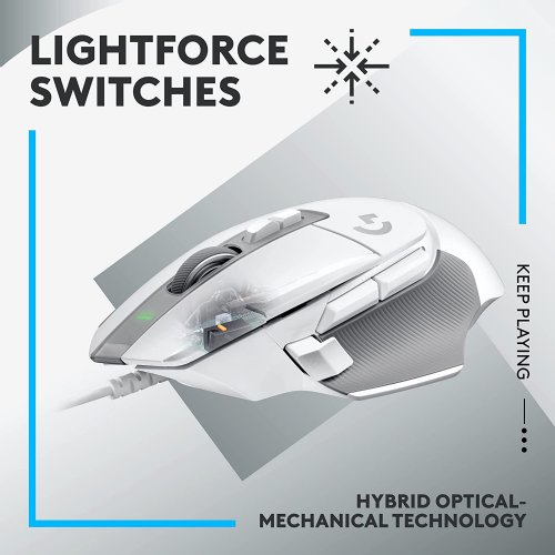 Logitech G502 X Wired Gaming Mouse - LIGHTFORCE Hybrid Optical-Mechanical Primary switches, Hero 25K Gaming Sensor, Compatible with PC - macOS/Windows - White...