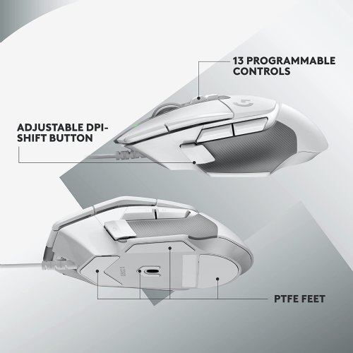 Logitech G502 X Wired Gaming Mouse - LIGHTFORCE Hybrid Optical-Mechanical Primary switches, Hero 25K Gaming Sensor, Compatible with PC - macOS/Windows - White...