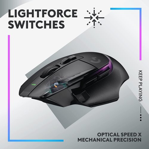 Logitech G502 X Lightspeed Wireless Gaming Mouse - Optical Mouse with LIGHTFORCE Hybrid Optical-Mechanical switches, Hero 25K Gaming Sensor, Compatible with PC - Black...