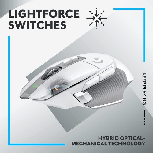 Logitech G502 X Lightspeed Wireless Gaming Mouse - Optical Mouse with LIGHTFORCE Hybrid Optical-Mechanical switches, Hero 25K Gaming Sensor, Compatible with PC - White...
