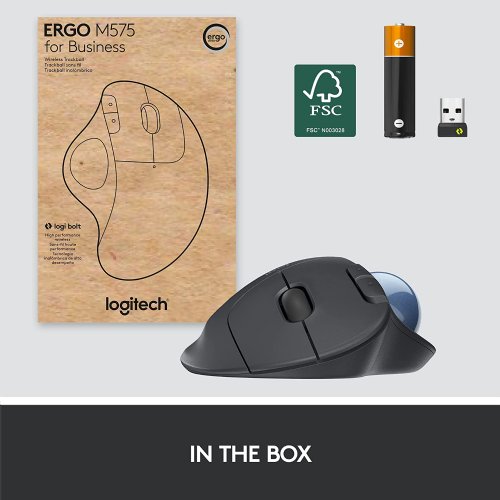 Logitech Ergo M575 Wireless Trackball Mouse for Business - Ergonomic Design, Secured Logi Bolt Technology, Bluetooth, Globally Certified, Windows/Mac/Chrome/Linux - Graphite