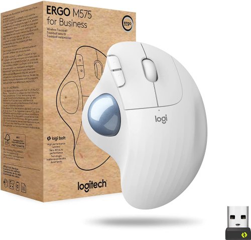 Logitech ERGO M575 Wireless Trackball Mouse - Easy thumb control, precision and smooth tracking, ergonomic comfort design, for Windows, PC and Mac with Blu...