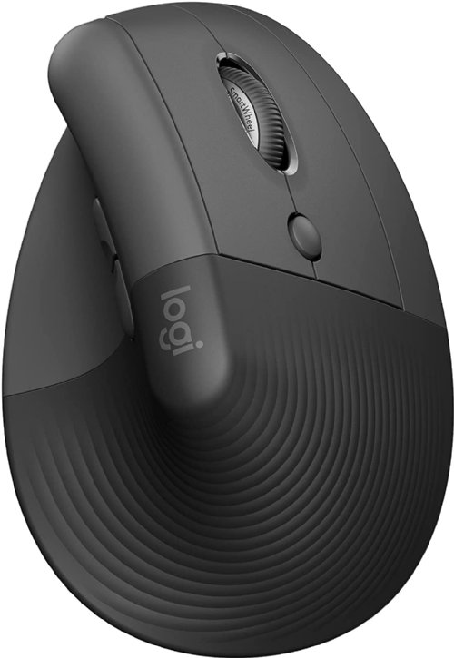 Logitech Lift Vertical Ergonomic Mouse, Wireless, Bluetooth or Logi Bolt USB receiver, Quiet clicks, 4 buttons, compatible with Windows/macOS/iPadOS, Laptop, PC...(Graphite)