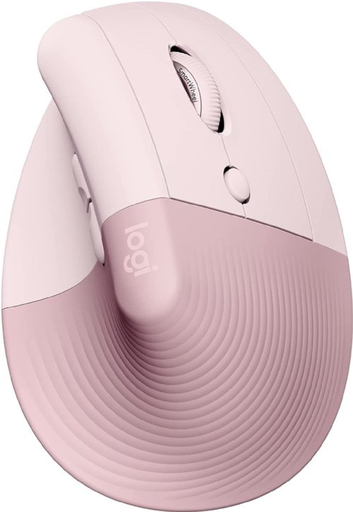 Logitech Lift Vertical Ergonomic Mouse, Wireless, Bluetooth or Logi Bolt USB receiver, Quiet clicks, 4 buttons, compatible with Windows/macOS/iPadOS, Laptop, PC...(Rose)