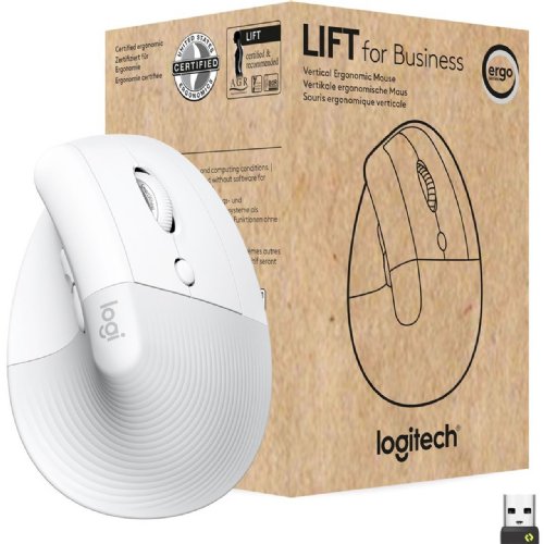 Logitech Lift for Business, 4 Buttons SmartWheel USB & Bluetooth Dual (RF / Bluetooth Wireless) 4000 DPI (Fully adjustable DPI) Mouse - Off White...