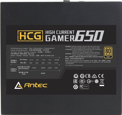 Antec HCG650 Gold High Current Gamer Power Supplies, 650 Watts 80 Plus Gold PSU with Full Modular, 120mm FDB Fan, Japanese Capacitors, ATX12V 2.4, 10 Years Support...