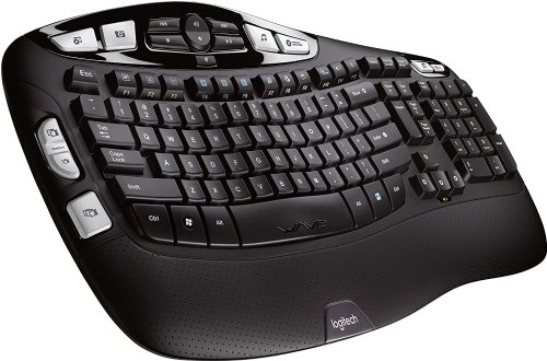 Logitech K350 Wireless Wave Ergonomic Keyboard with Unifying Wireless Technology - Black...