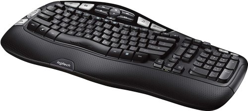 Logitech K350 Wireless Wave Ergonomic Keyboard with Unifying Wireless Technology - Black...