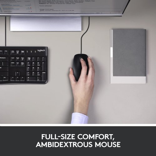 Logitech MK120 Wired Keyboard and Mouse Combo for Windows, Optical Wired Mouse, Full-Size Keyboard, USB Plug-and-Play, Compatible with PC, Laptop - Black...