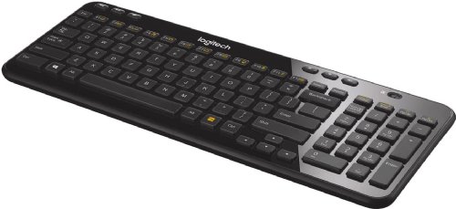 Logitech K360 Compact Wireless Keyboard - English Layout, 2.4GHz Wireless, USB Unifying Receiver, 12 F-Keys, 3-Year Battery Life, Compatible with PC, Laptop - Glossy Black.