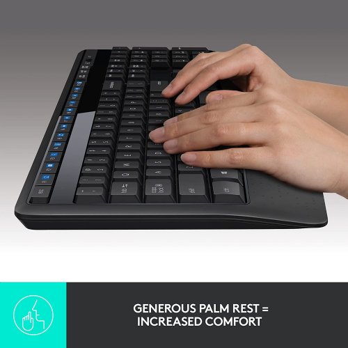 Logitech MK345 Wireless Combo Full-Sized Keyboard with Palm Rest and Comfortable Right-Handed Mouse, 2.4 GHz Wireless USB Receiver, Compatible with PC, Laptop...(920-006481)