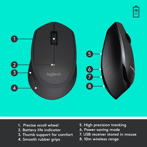 Logitech MK345 Wireless Combo Full-Sized Keyboard with Palm Rest and Comfortable Right-Handed Mouse, 2.4 GHz Wireless USB Receiver, Compatible with PC, Laptop...(920-006481)
