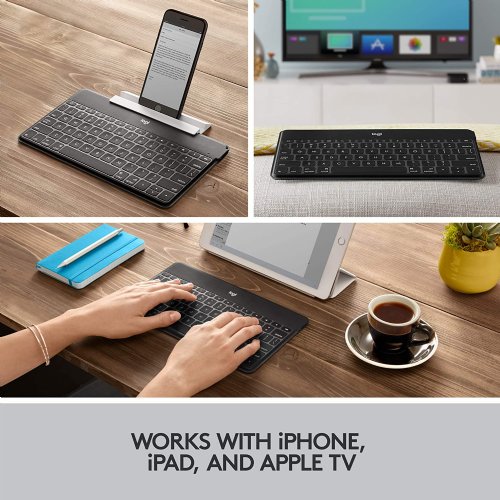 Logitech Keys-To-Go Super-Slim and Super-Light Bluetooth Keyboard for iPhone, iPad, Mac and Apple TV including iPad Air 5th gen (2022) - Black...(920-006701)