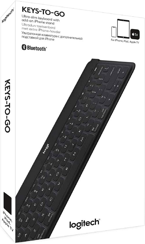 Logitech Keys-To-Go Super-Slim and Super-Light Bluetooth Keyboard for iPhone, iPad, Mac and Apple TV including iPad Air 5th gen (2022) - Black...(920-006701)