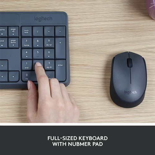 Logitech MK235 Wireless Keyoard and Mouse -English Layout (Grey), Non-unifying protocol (2.4 GHz) with Nano USB receiver...(920-007897)