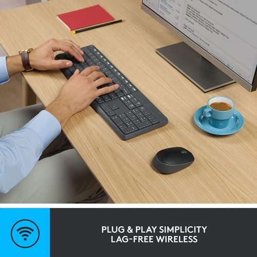 Logitech MK235 Wireless Keyoard and Mouse - French Layout (Grey), Non-unifying protocol (2.4 GHz) with Nano USB receiver (920-007897)