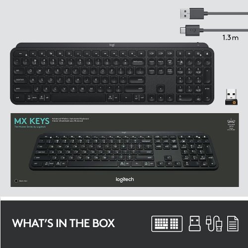 Logitech MX Keys Plus Keyboard, Wireless technology: 2.4 GHz, Bluetooth (920-009404) ...