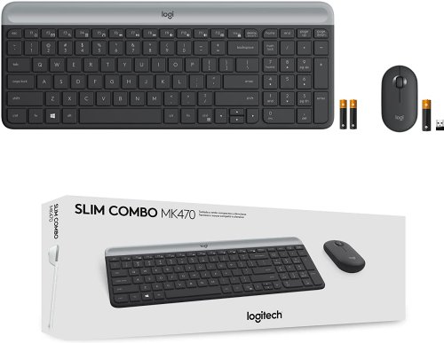 Logitech MK470 Slim Wireless Keyboardand Mouse Combo -Graphite - Modern Compact Layout, Ultra Quiet, 2.4 GHz USB Receiver, Plug n' Play Connectivity, Compatible with Windows...