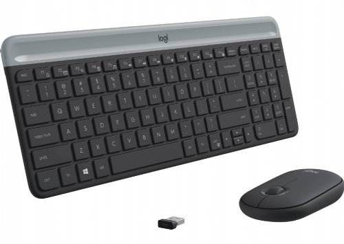 Logitech MK470 Slim Wireless Keyboardand Mouse Combo -Graphite - Modern Compact Layout, Ultra Quiet, 2.4 GHz USB Receiver, Plug n' Play Connectivity, Compatible with Windows...