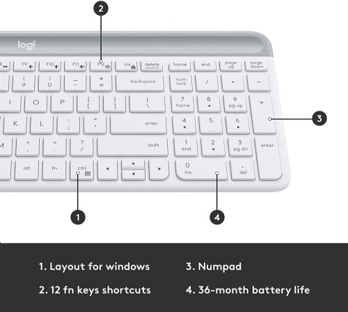 Logitech MK470 Slim Wireless Keyboardand Mouse Combo -Off-White - Modern Compact Layout, Ultra Quiet, 2.4 GHz USB Receiver, Plug n' Play Connectivity, Compatible with Windows...