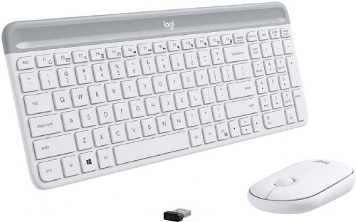 Logitech MK470 Slim Wireless Keyboardand Mouse Combo -Off-White - Modern Compact Layout, Ultra Quiet, 2.4 GHz USB Receiver, Plug n' Play Connectivity, Compatible with Windows...