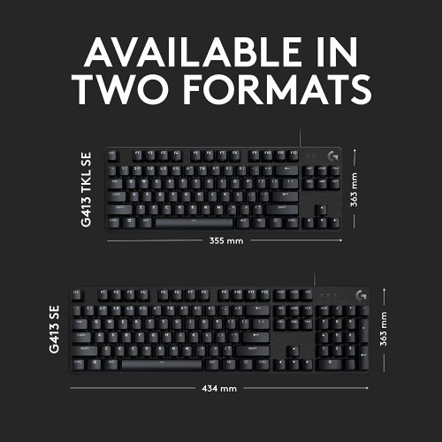 Logitech G413 TKL SE Mechanical Gaming Keyboard - Compact Backlit Keyboard with Tactile Mechanical Switches, Anti-Ghosting, Compatible with Windows, macOS ...