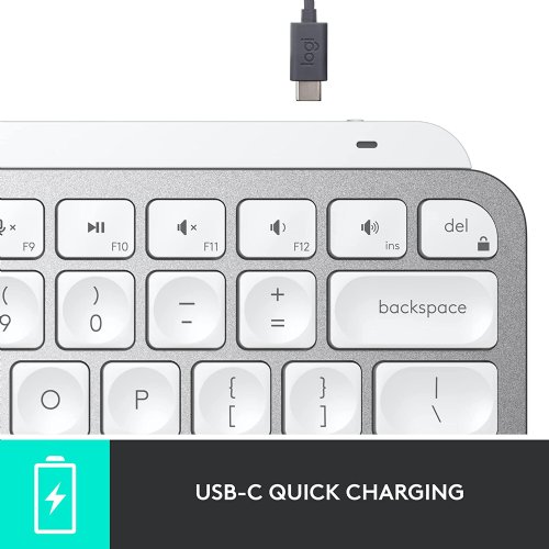 Logitech MX Keys Mini for Mac Minimalist Wireless Illuminated Keyboard, Compact, Bluetooth, Backlit Keys, USB-C, Metal Build, Compatible with MacBook Pro... (Pale Grey)