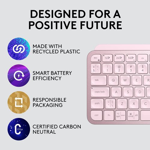 Logitech MX Keys Mini Minimalist Wireless Illuminated Keyboard, Compact, Bluetooth, Backlit, USB-C, Compatible with Apple macOS, iOS, Windows, Linux, Android, Metal Build - Rose...(Rose)