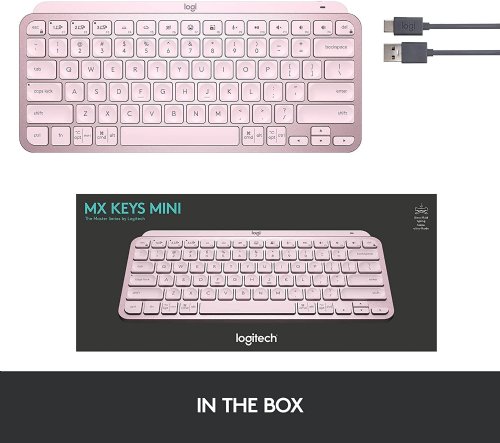 Logitech MX Keys Mini Minimalist Wireless Illuminated Keyboard, Compact, Bluetooth, Backlit, USB-C, Compatible with Apple macOS, iOS, Windows, Linux, Android, Metal Build - Rose...(Rose)