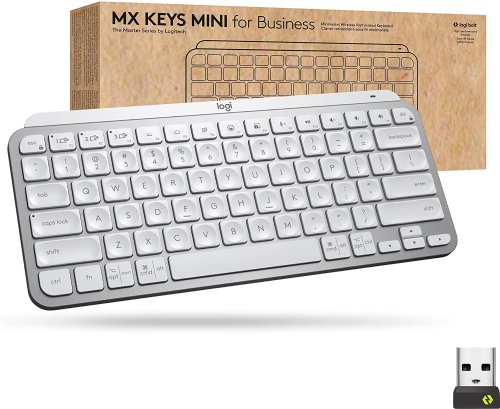 Logitech MX Keys Mini Wireless Illuminated Keyboard for Business, Compact, Logi Bolt Technology, Backlit, Rechargeable, Globally Certified, Windows/Mac/Chrome/Linux...(Pale Grey)