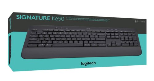 Logitech Signature K650 Comfort Full-Size Wireless Keyboard with Wrist Rest, BLE Bluetooth or Logi Bolt USB Receiver, Numpad, Compatible with Most OS/PC/Window/Mac...(Graphite)