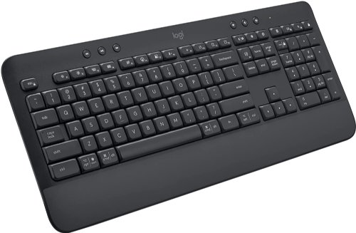 Logitech Signature K650 Comfort Full-Size Wireless Keyboard with Wrist Rest, BLE Bluetooth or Logi Bolt USB Receiver, Numpad, Compatible with Most OS/PC/Window/Mac...(Graphite)