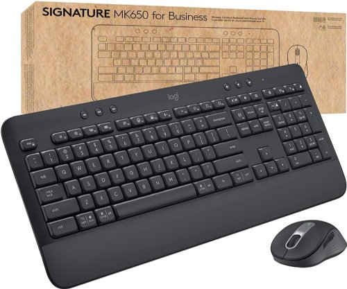 Logitech Signature MK650 Combo for Business Wireless Mouse and Keyboard Combo - USB Plunger Wireless Bluetooth/RF Keyboard - 118 Key - French - Graphite - ...