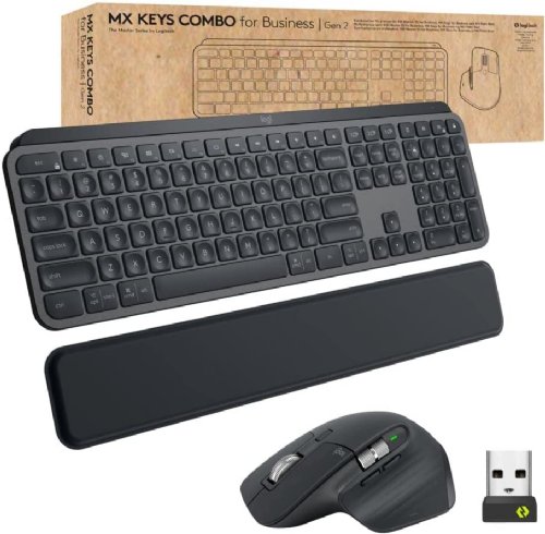 Logitech MX Keys Combo for Business, Gen 2 Full Size Wireless Keyboard and Wireless Mouse, with Keyboard Palm Rest, Bluetooth, Logi Bolt, Quiet Clicks, Windows/Mac/Chrome/Linux...(Graphite)