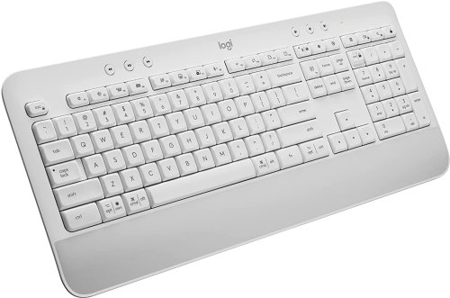 Logitech Signature K650 Comfort Full-Size Wireless Keyboard with Wrist Rest, BLE Bluetooth or Logi Bolt USB Receiver, Numpad, Compatible with Most OS/PC/Window/Mac...(Off White)