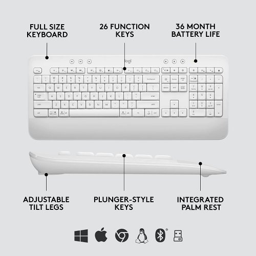 Logitech Signature MK650 Combo for Business, Wireless Mouse and Keyboard, Logi Bolt, Bluetooth, SmartWheel, Globally Certified, Windows/Mac/Chrome/Linux...(Off-White)