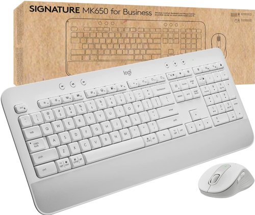 Logitech Signature MK650 Combo for Business, Wireless Mouse and Keyboard, Logi Bolt, Bluetooth, SmartWheel, Globally Certified, Windows/Mac/Chrome/Linux...(Off-White)