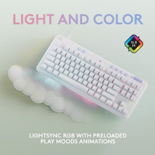 Logitech G715 LIGHTSPEED Wireless Mechanical Gaming Keyboard (White Mist, GX Red Switches)...