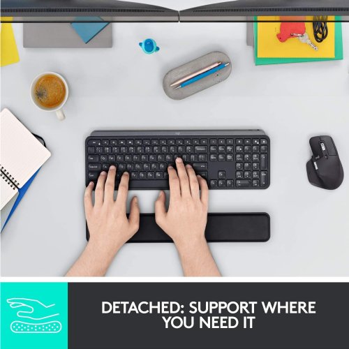 Logitech MX Palm Rest for MX Keys, Premium, No-Slip Support for Hours of Comfortable Typing, Black...