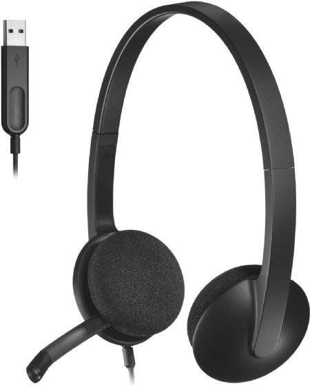 Logitech USB Headset H340, Stereo, USB Headset for Windows and Mac Black - (981-000507) ...