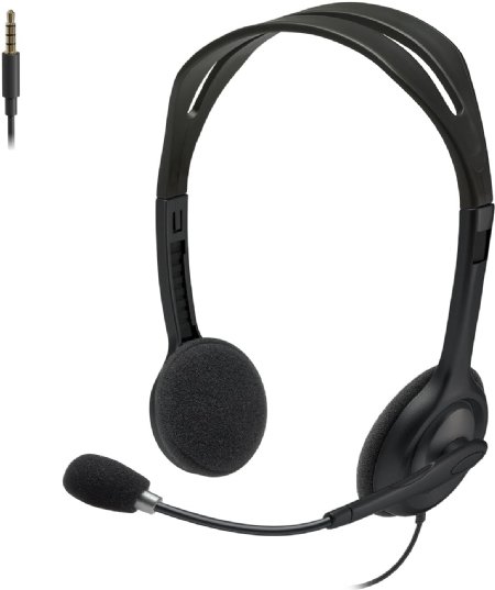 Logitech H111 Wired Headset, Stereo Headphones with Noise-Cancelling Microphone, 3.5 mm Audio Jack, PC/Mac/Laptop/Smartphone/Tablet - Black ...