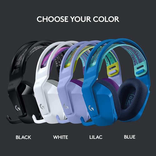Logitech G733 Lightspeed Wireless Gaming Headset with Suspension Headband, LIGHTSYNC RGB, Blue VO!CE mic Technology and PRO-G Audio Drivers - Lilac...