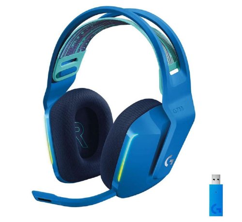 Logitech G733 Lightspeed Wireless Gaming Headset with suspension headband, LIGHTSYNC RGB, Blue VO!CE mic technology and PRO-G audio drivers - Blue...