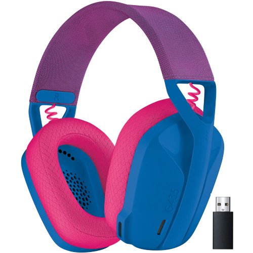 Logitech G435 LIGHTSPEED - Blue - Bluetooth Wireless Gaming Headset - Lightweight over-ear headphones, built-in mics, 18h battery, compatible with Dolby Atmos, PC, PS4...