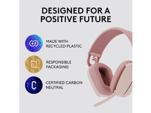 Logitech Zone Vibe 100 Lightweight Wireless Over Ear Headphones with Noise Canceling Microphone, Advanced Multipoint Bluetooth Headset, Works with Teams,Mac/PC...(Rose)