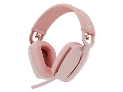 Logitech Zone Vibe 100 Lightweight Wireless Over Ear Headphones with Noise Canceling Microphone, Advanced Multipoint Bluetooth Headset, Works with Teams,Mac/PC...(Rose)