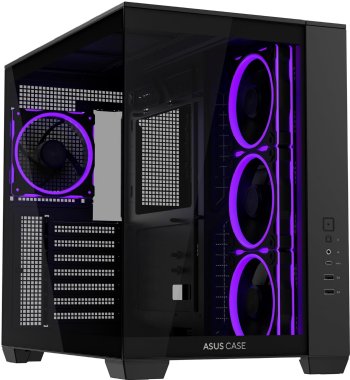 ASUS A32 PLUS TG Black Mid-Tower ATX Case - Tempered Glass, 4x Pre-installed ARGB Fans, Supports 360mm Radiator, USB 3.2 Gen 2 Type-C, 420mm GPU - NO FANS ...